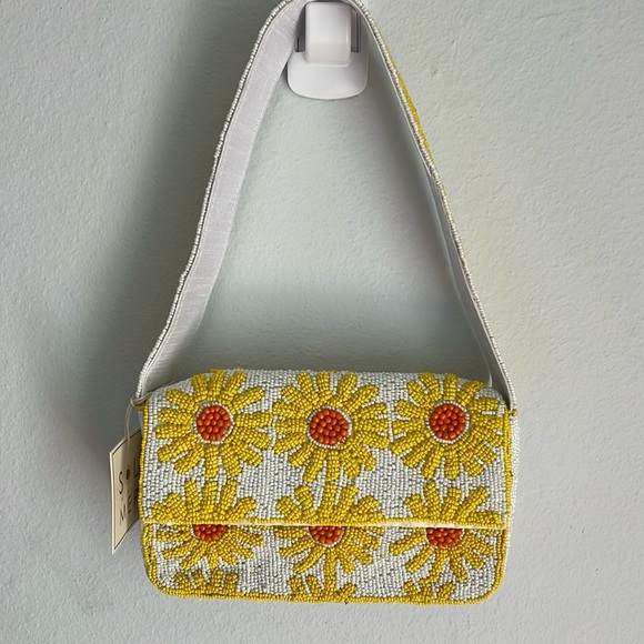🌼 Sol & Mer Daisy/Sunflower Beaded Shoulder Bag 🌼 - Picture 3 of 10